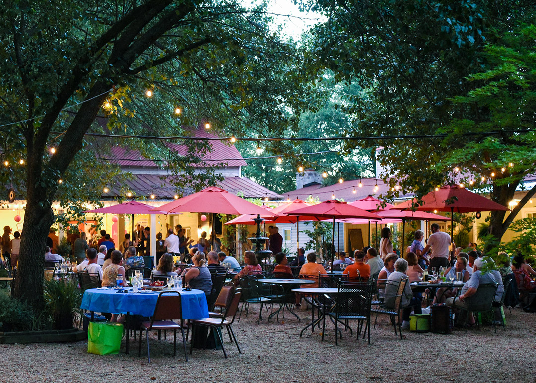 Ingleside Vineyards courtyard at night